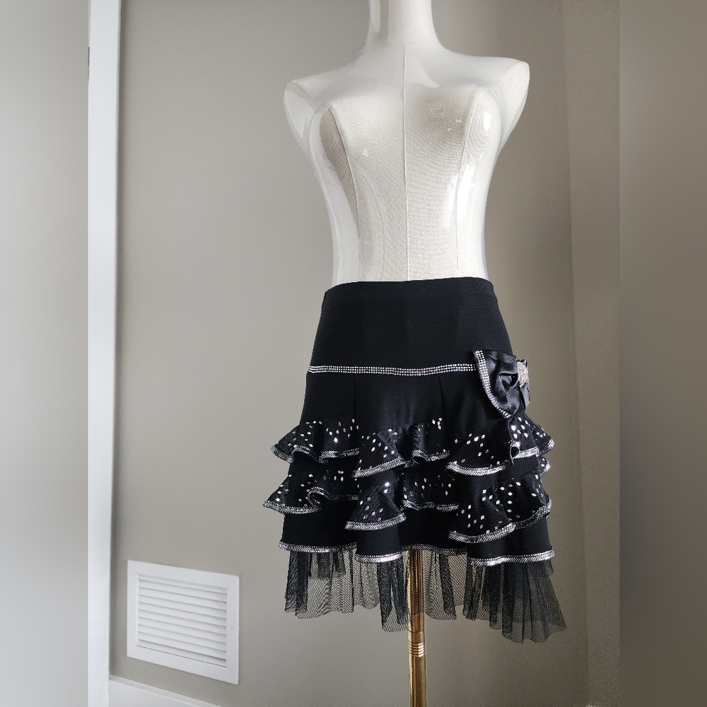 Bling rhinestone bow mini skirt